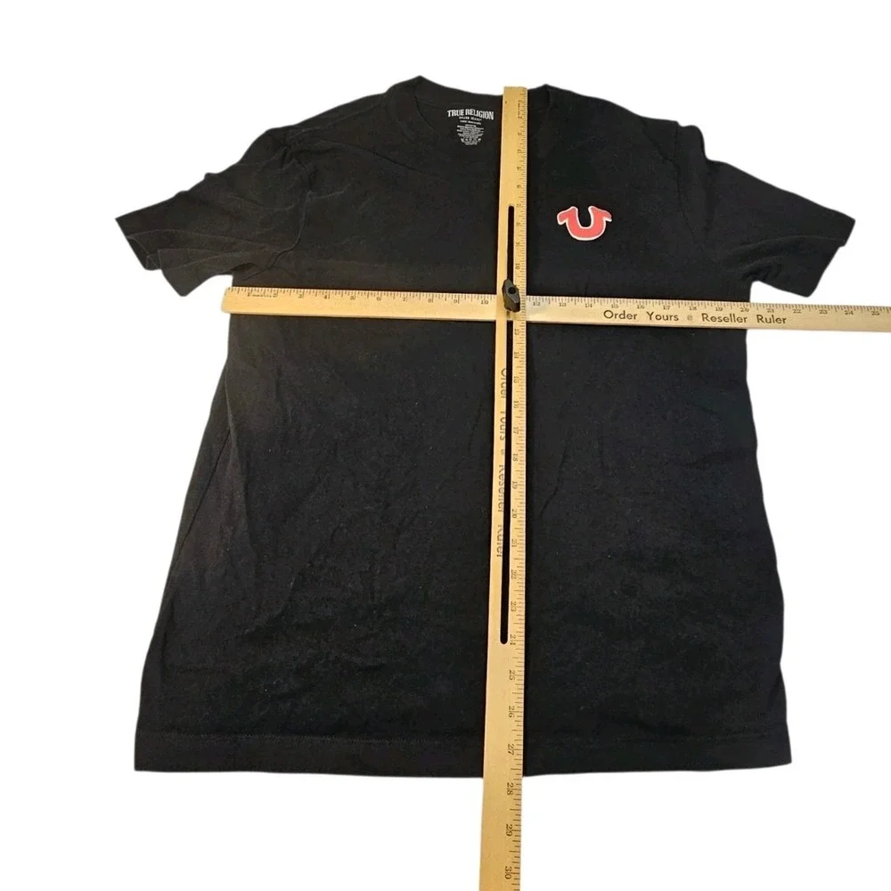 True Religion Black Graphic Buddha Horseshoe Large Short Sleeve T-Shirt